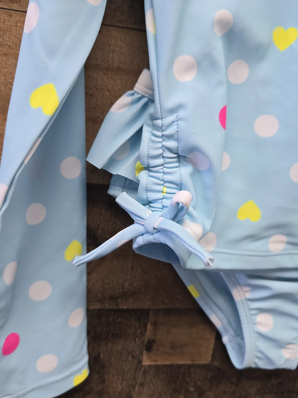 Epic Threads Girls' Blue Polka Dot Long-Sleeve Rash Guard Swim Set Size 5